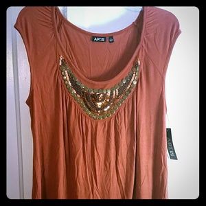 Apt. 9 Cap Sleeve Embellished Top sz L